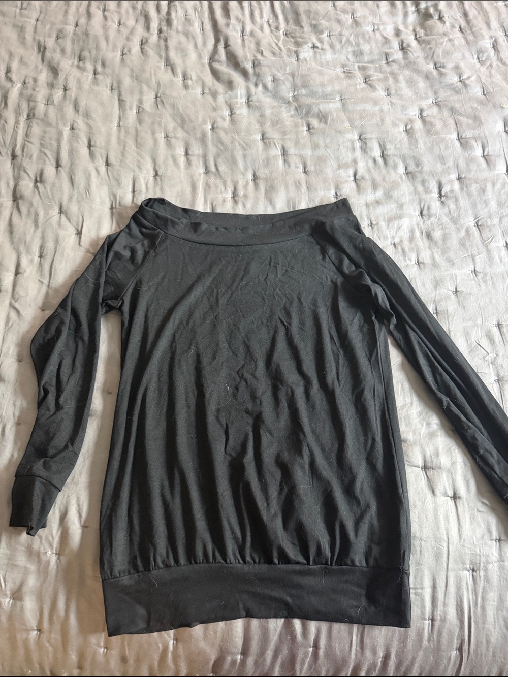 Alife Black Off-Shoulder Long Sleeve Top with Pink Tag